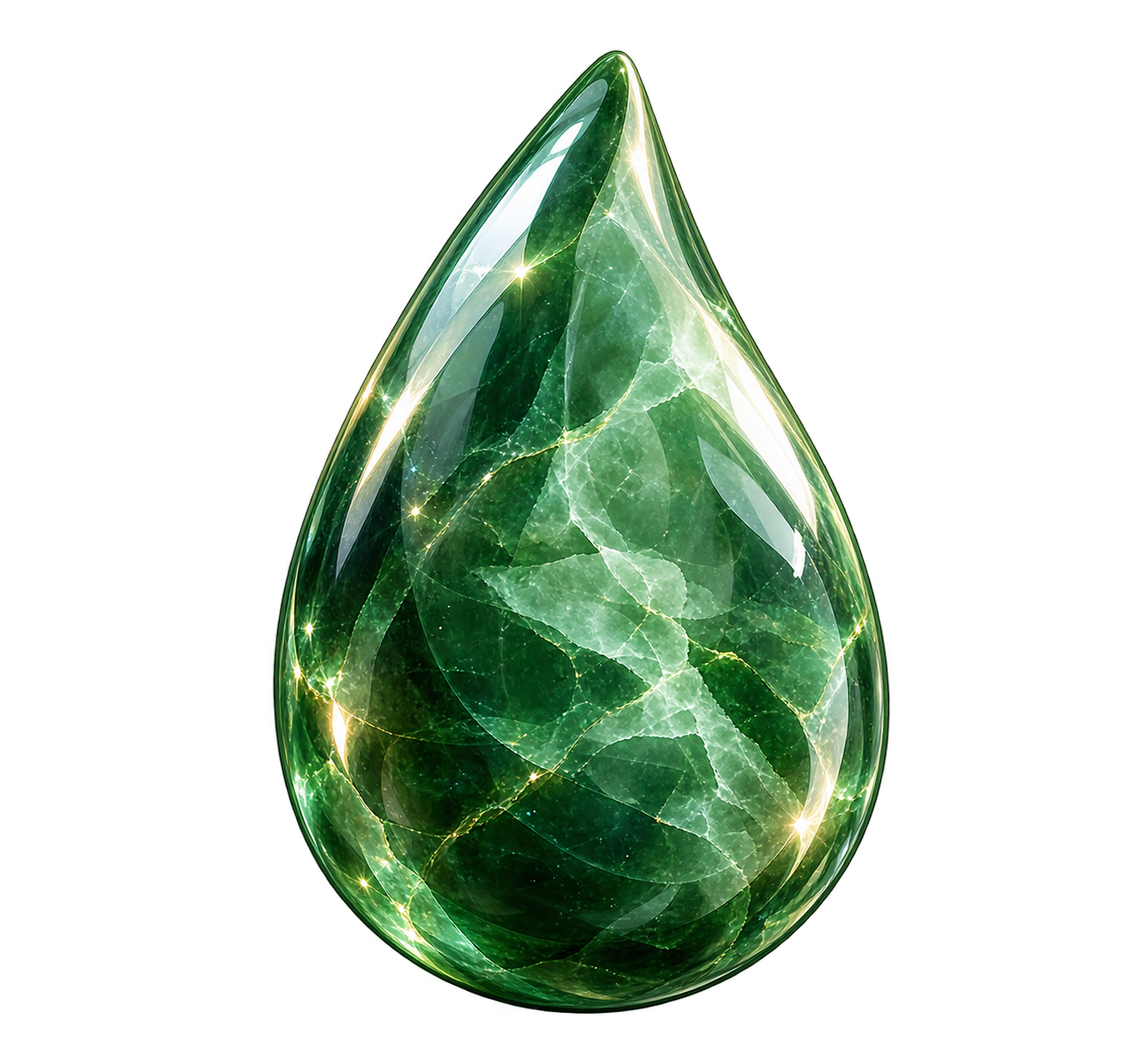 Holopierre verte taillée en forme de goutte